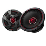 Two Pioneer car speakers on a white background