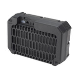 Black subwoofer back view with honeycomb pattern on a white background