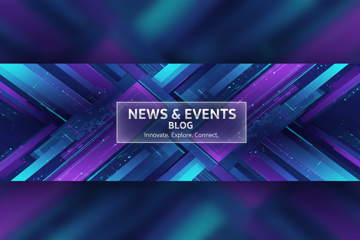 A header image for News and Events blog post. Shows a cool graphic and visually appealing
