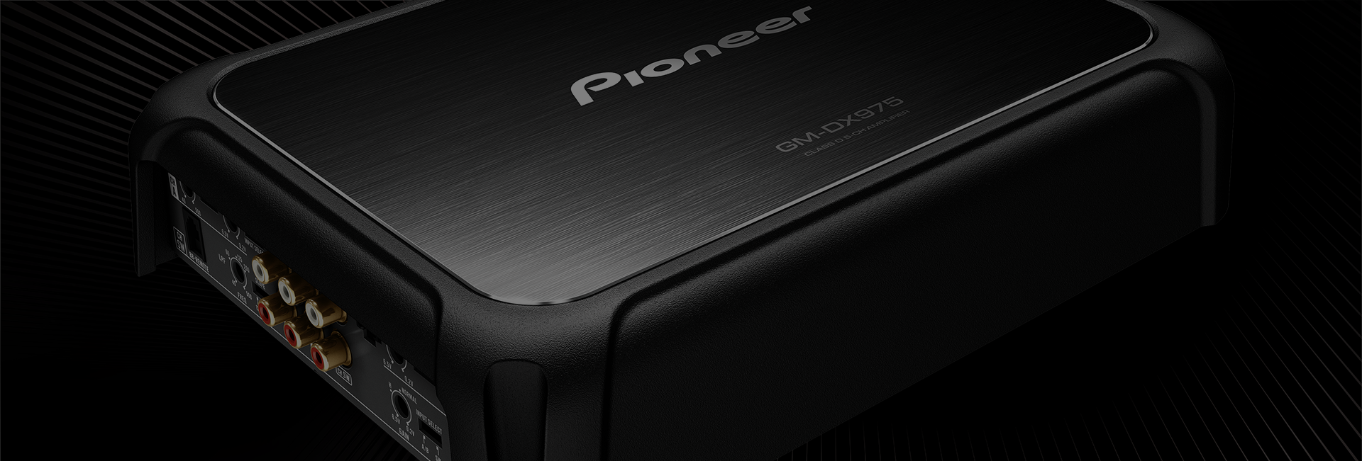 angled view of amp on dark background