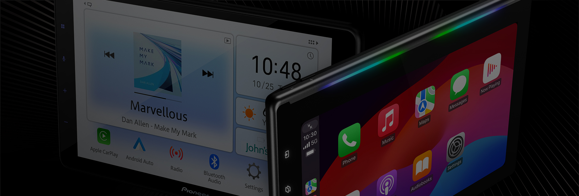 two receviers on dark background