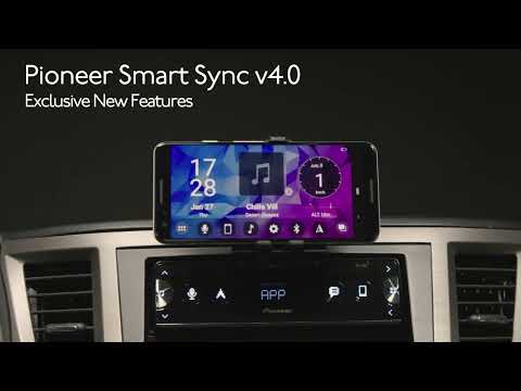 Pioneer Smart Sync video thumbnail with receiver installed in car and phone attached to receiver.